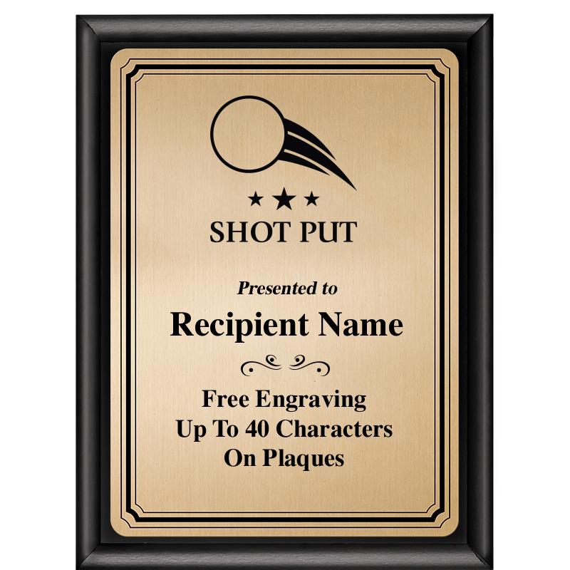 6X8 GOLD TRIO PLT BLK SHNY PLQ