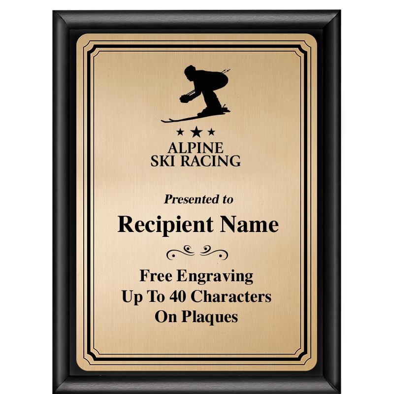 6X8 GOLD TRIO PLT BLK SHNY PLQ