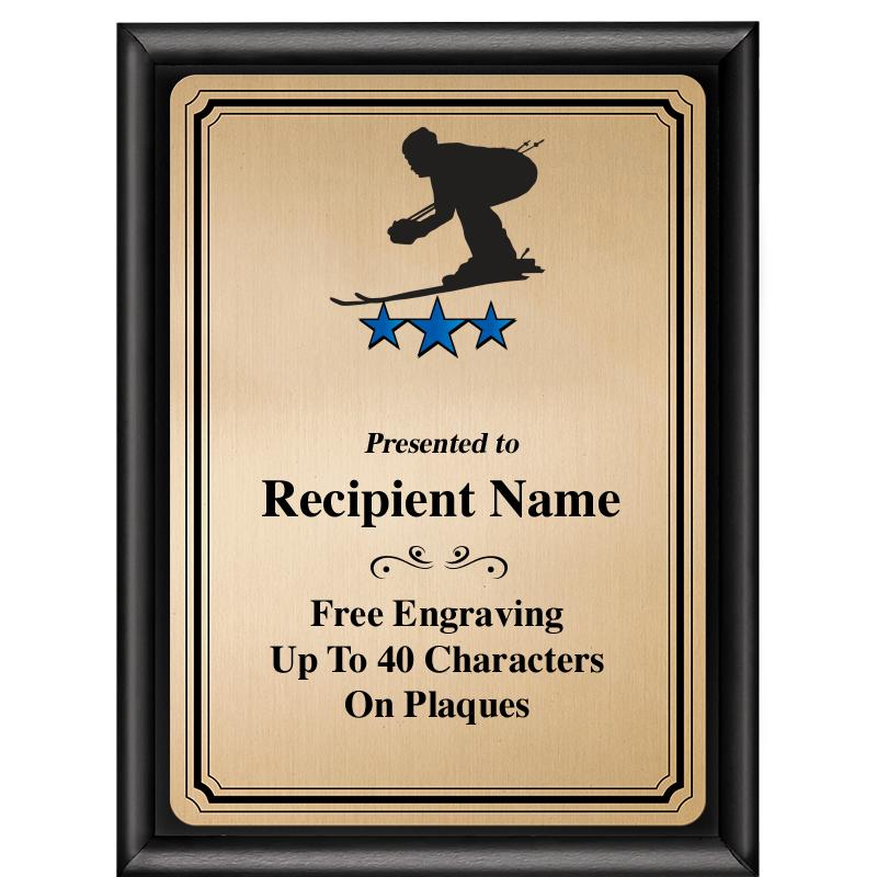 6X8 GOLD TRIO PLT BLK SHNY PLQ