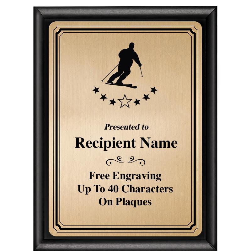 6X8 GOLD TRIO PLT BLK SHNY PLQ