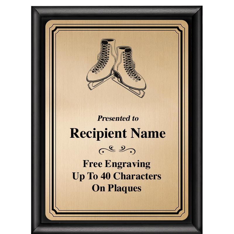 6X8 GOLD TRIO PLT BLK SHNY PLQ