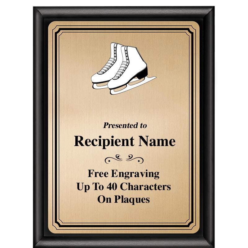 6X8 GOLD TRIO PLT BLK SHNY PLQ