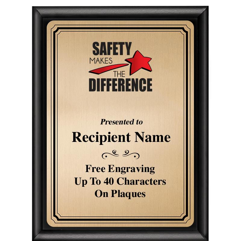 6X8 GOLD TRIO PLT BLK SHNY PLQ