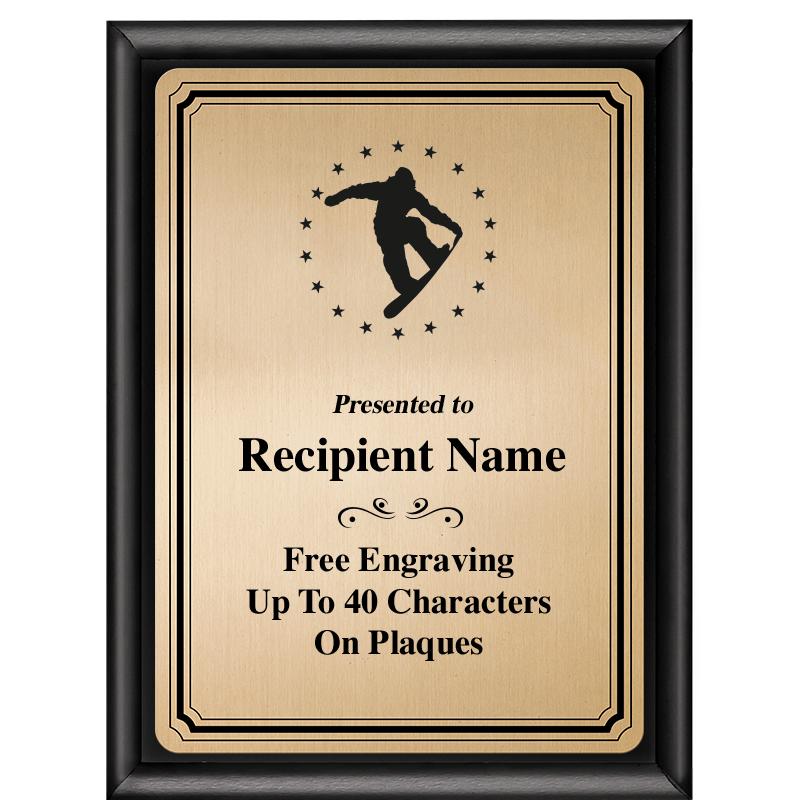 6X8 GOLD TRIO PLT BLK SHNY PLQ