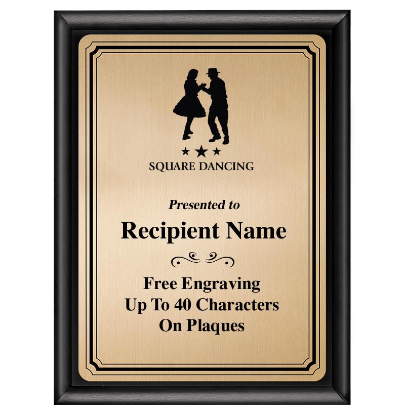 6X8 GOLD TRIO PLT BLK SHNY PLQ