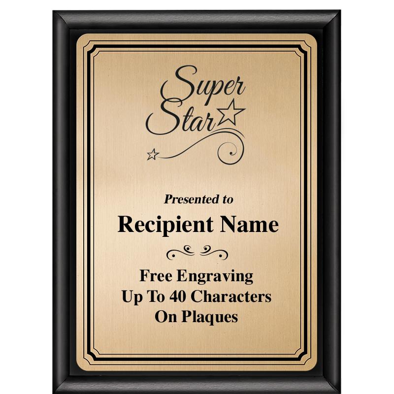 6X8 GOLD TRIO PLT BLK SHNY PLQ