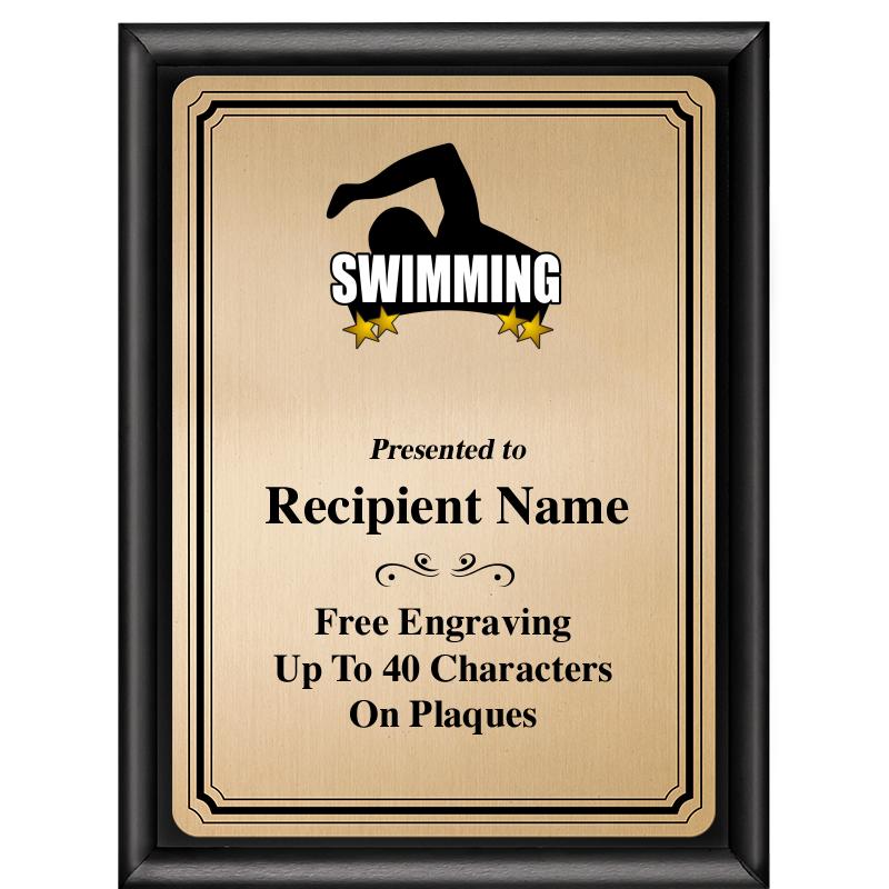 6X8 GOLD TRIO PLT BLK SHNY PLQ