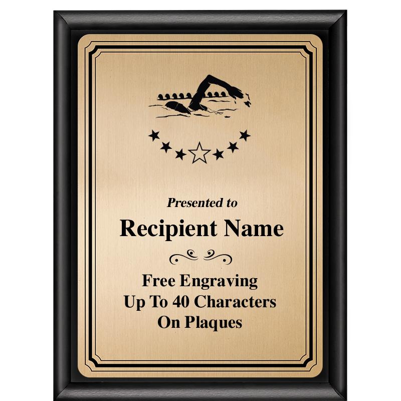 6X8 GOLD TRIO PLT BLK SHNY PLQ