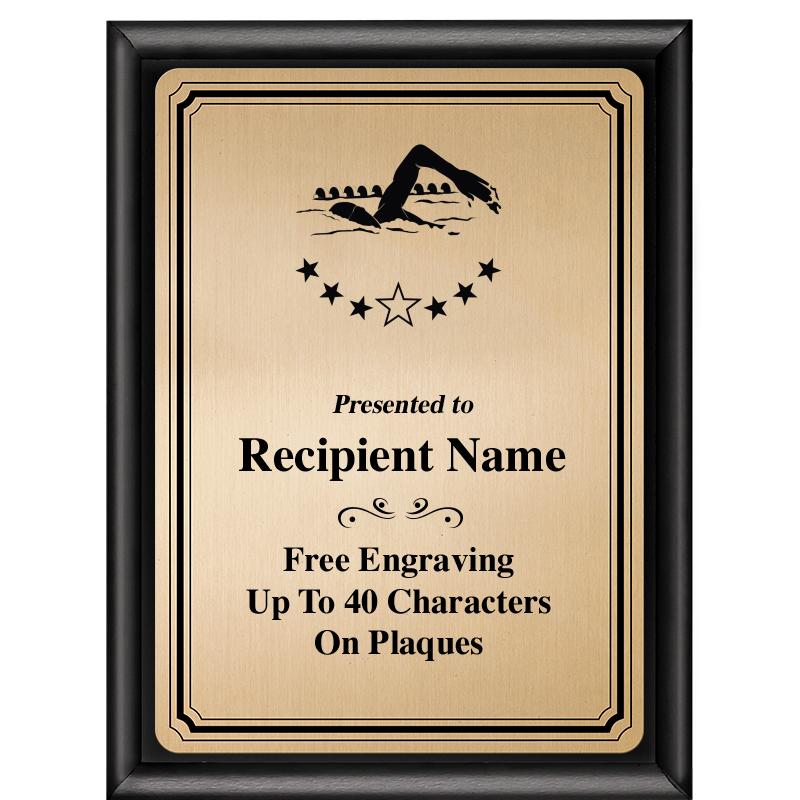 6X8 GOLD TRIO PLT BLK SHNY PLQ