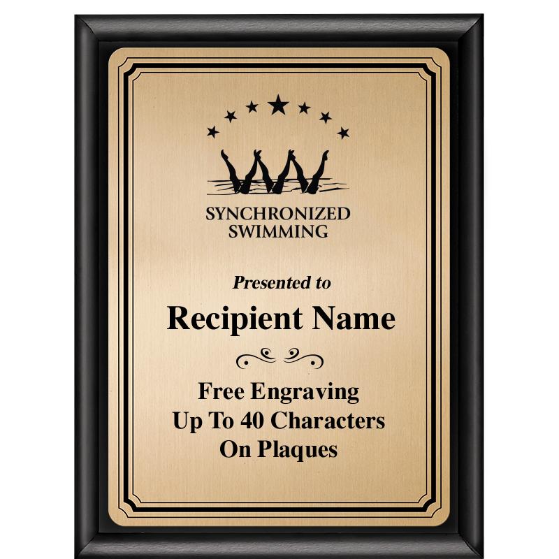 6X8 GOLD TRIO PLT BLK SHNY PLQ