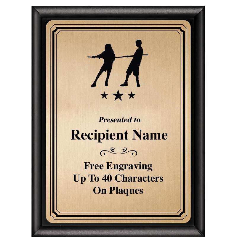 6X8 GOLD TRIO PLT BLK SHNY PLQ