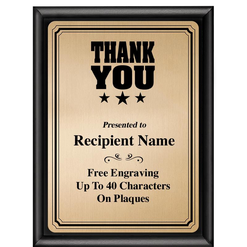 6X8 GOLD TRIO PLT BLK SHNY PLQ