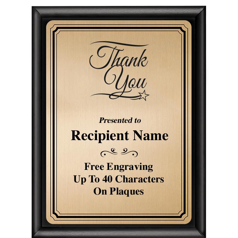 6X8 GOLD TRIO PLT BLK SHNY PLQ