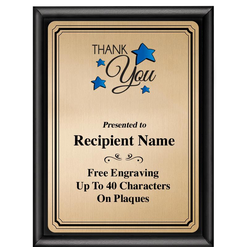 6X8 GOLD TRIO PLT BLK SHNY PLQ