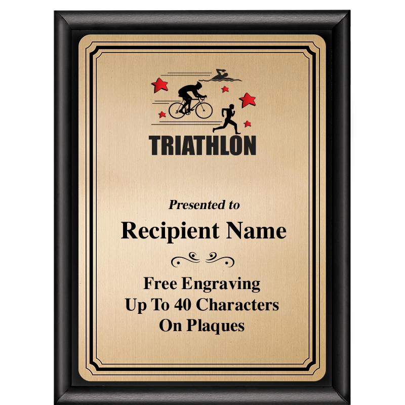 6X8 GOLD TRIO PLT BLK SHNY PLQ