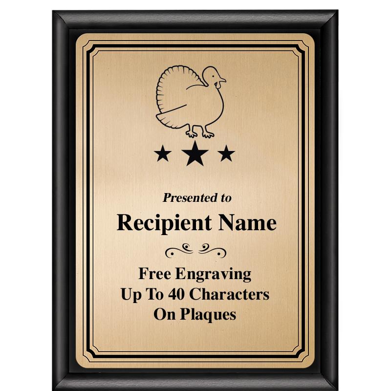 6X8 GOLD TRIO PLT BLK SHNY PLQ