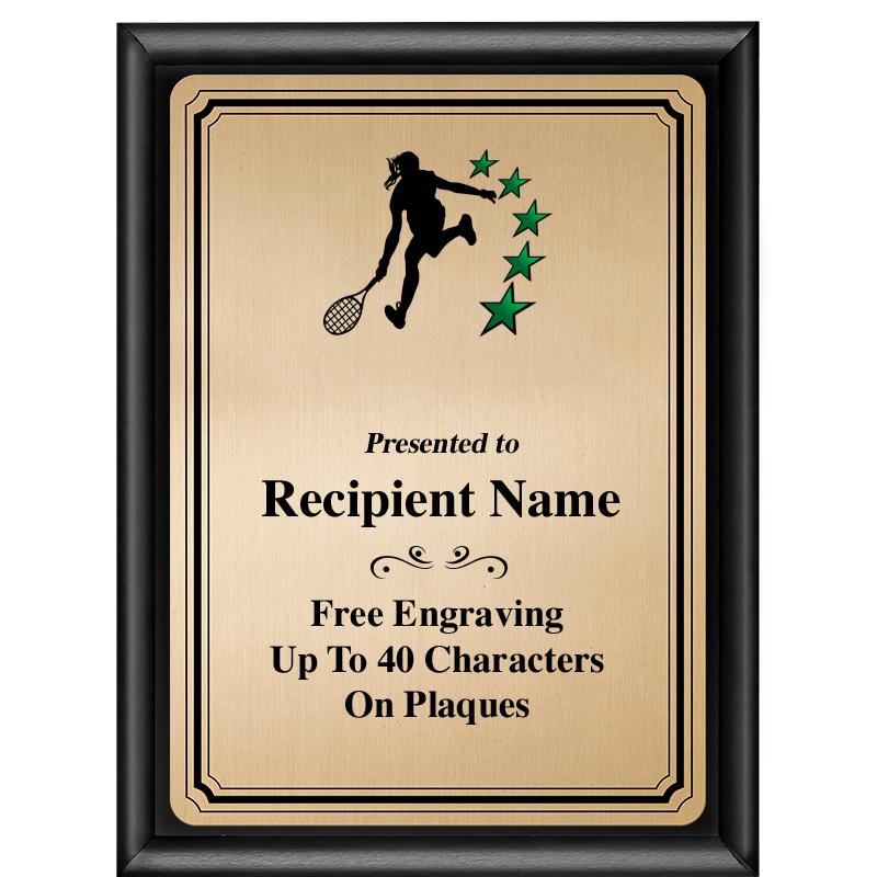 6X8 GOLD TRIO PLT BLK SHNY PLQ