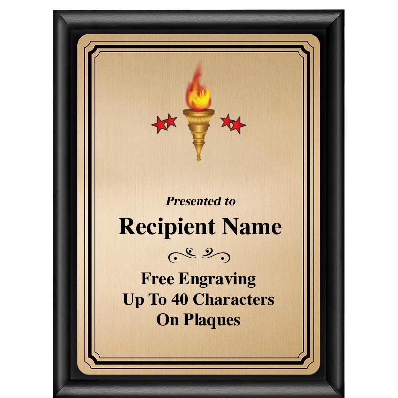 6X8 GOLD TRIO PLT BLK SHNY PLQ