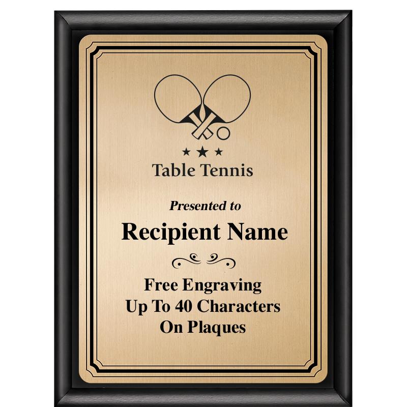 6X8 GOLD TRIO PLT BLK SHNY PLQ