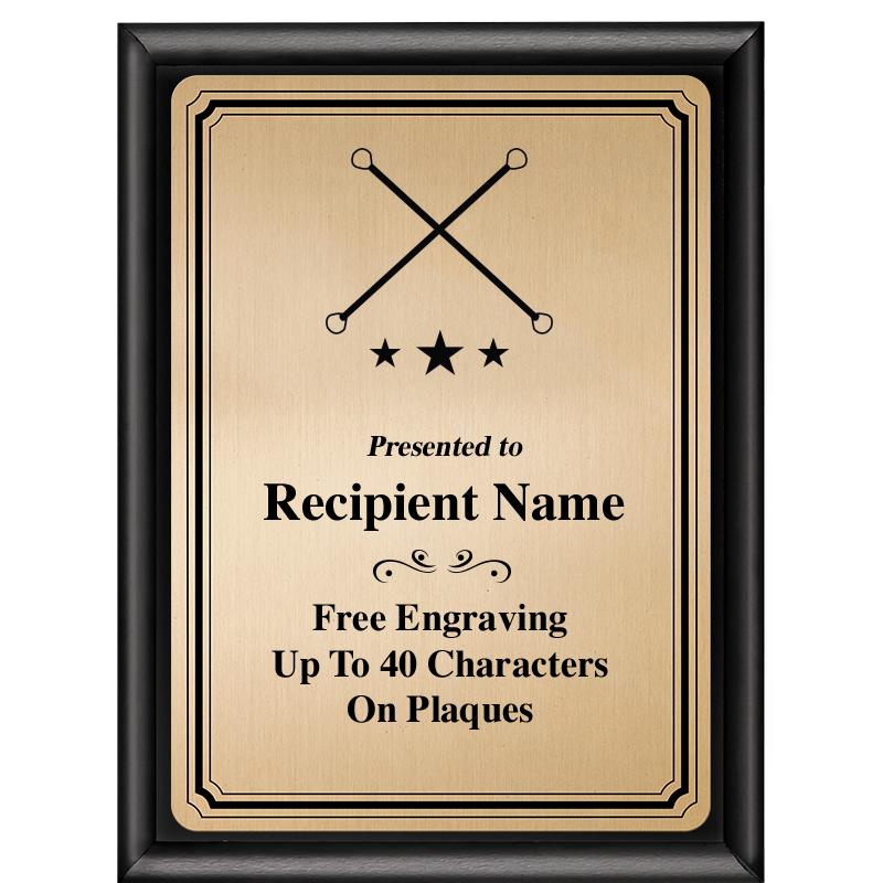 6X8 GOLD TRIO PLT BLK SHNY PLQ