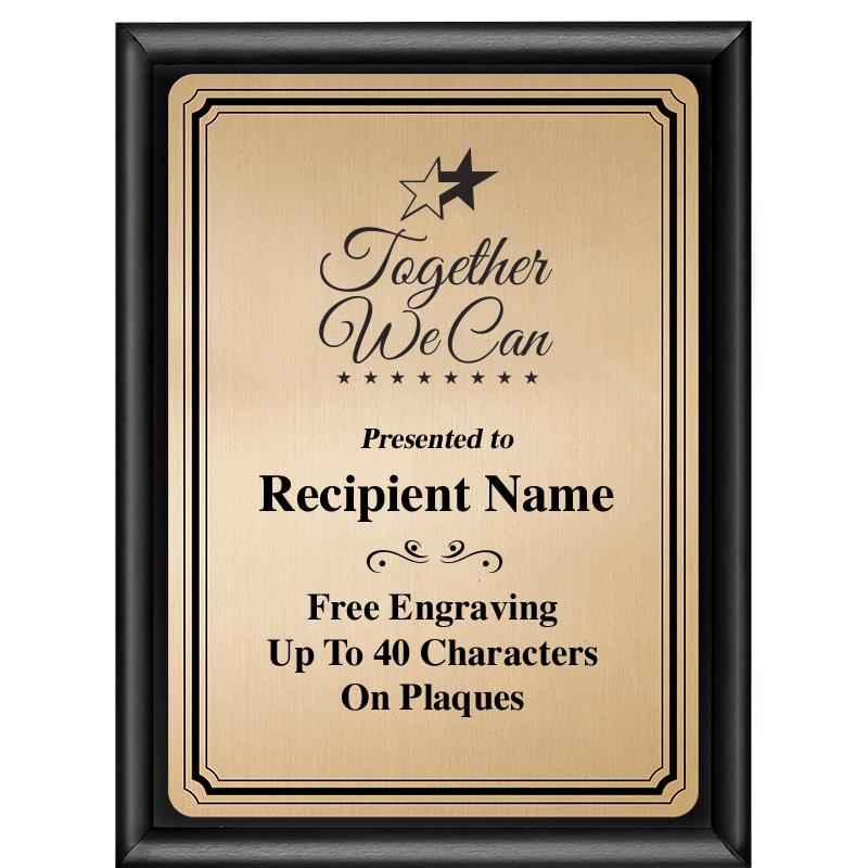 6X8 GOLD TRIO PLT BLK SHNY PLQ