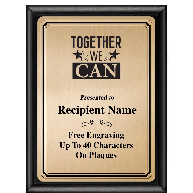 6X8 GOLD TRIO PLT BLK SHNY PLQ