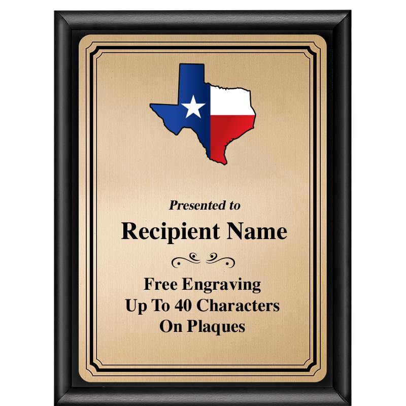 6X8 GOLD TRIO PLT BLK SHNY PLQ