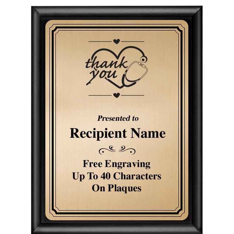 6X8 GOLD TRIO PLT BLK SHNY PLQ