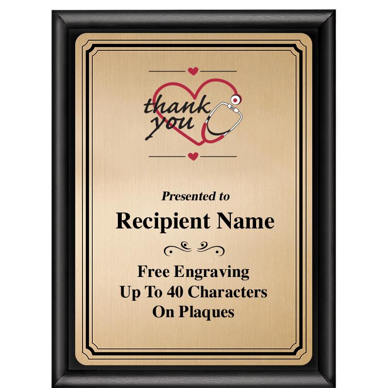 6X8 GOLD TRIO PLT BLK SHNY PLQ