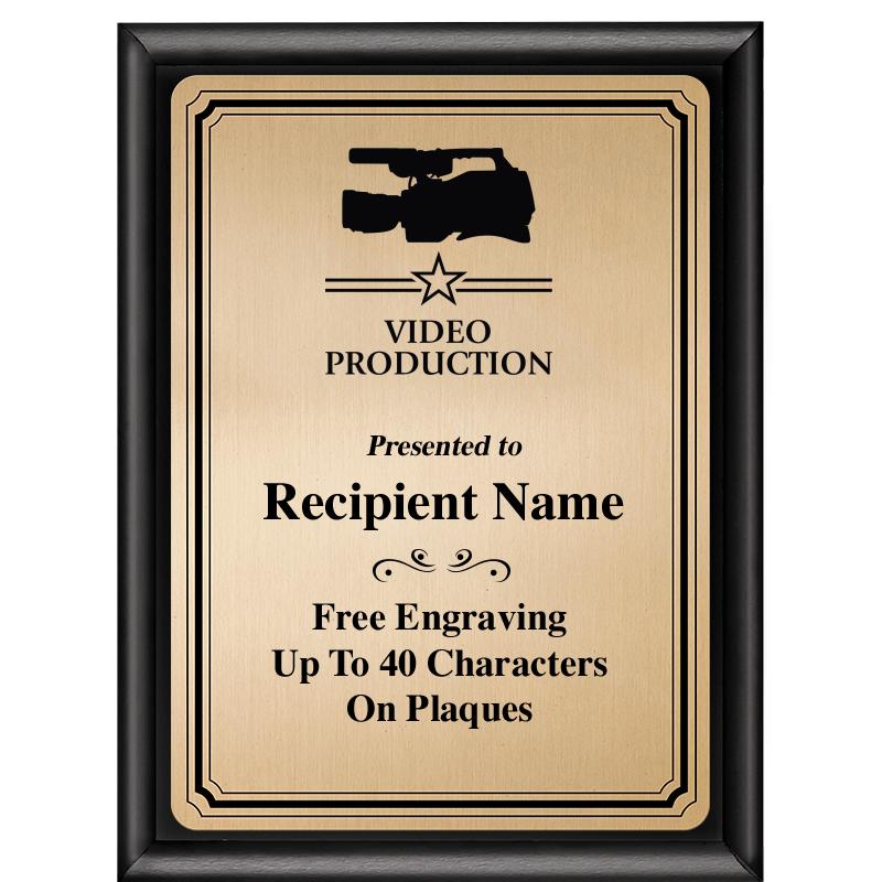 6X8 GOLD TRIO PLT BLK SHNY PLQ