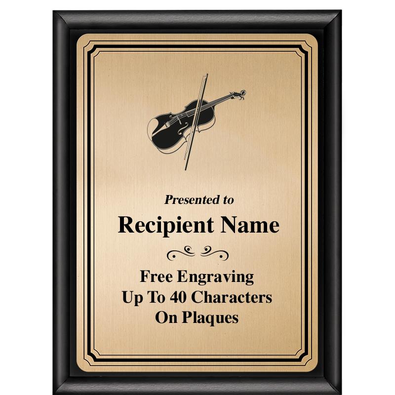 6X8 GOLD TRIO PLT BLK SHNY PLQ