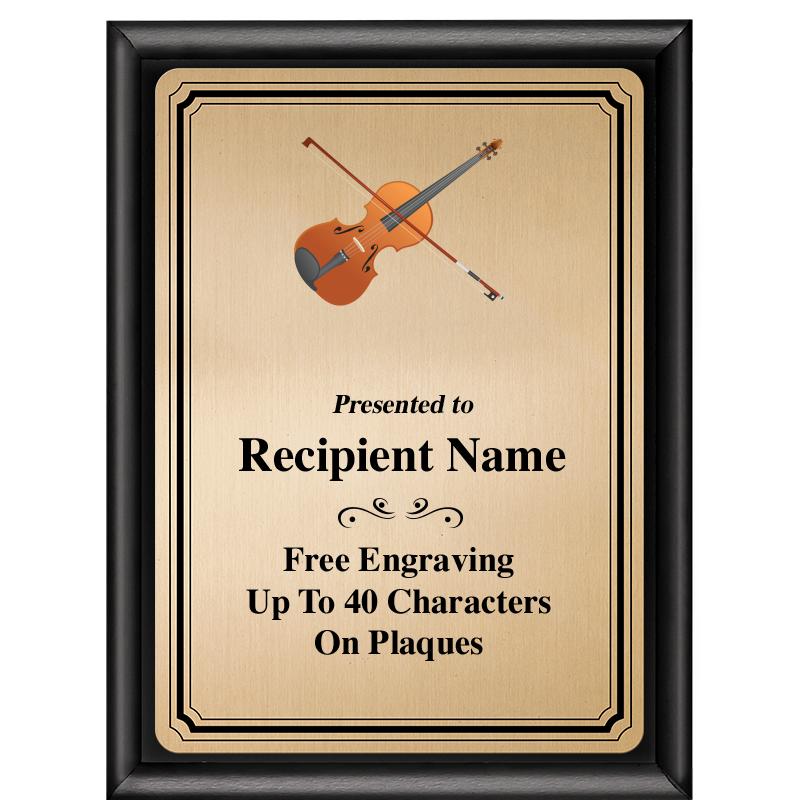 6X8 GOLD TRIO PLT BLK SHNY PLQ