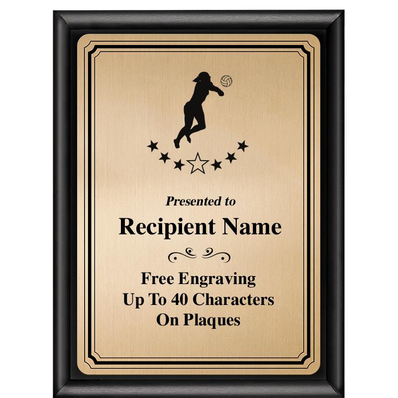 6X8 GOLD TRIO PLT BLK SHNY PLQ