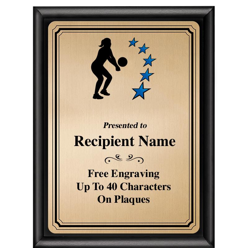 6X8 GOLD TRIO PLT BLK SHNY PLQ