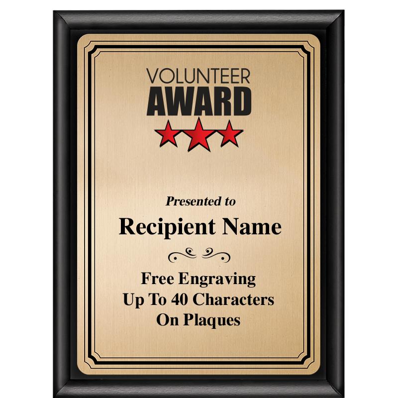 6X8 GOLD TRIO PLT BLK SHNY PLQ