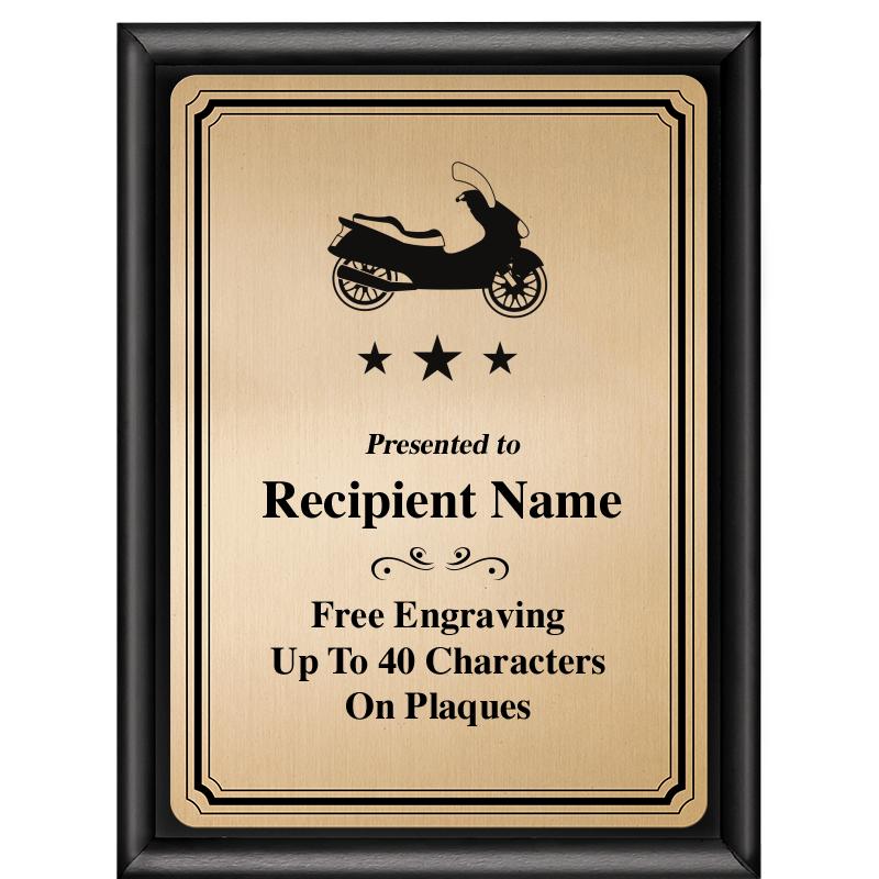 6X8 GOLD TRIO PLT BLK SHNY PLQ