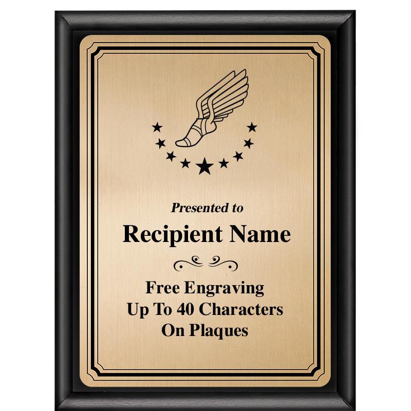 6X8 GOLD TRIO PLT BLK SHNY PLQ