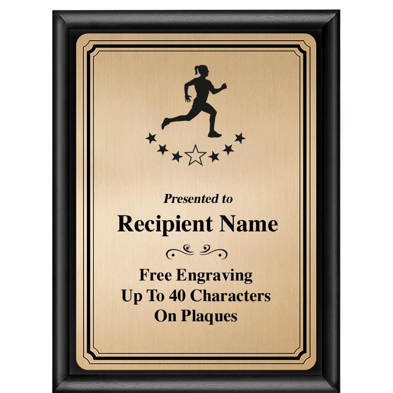 6X8 GOLD TRIO PLT BLK SHNY PLQ