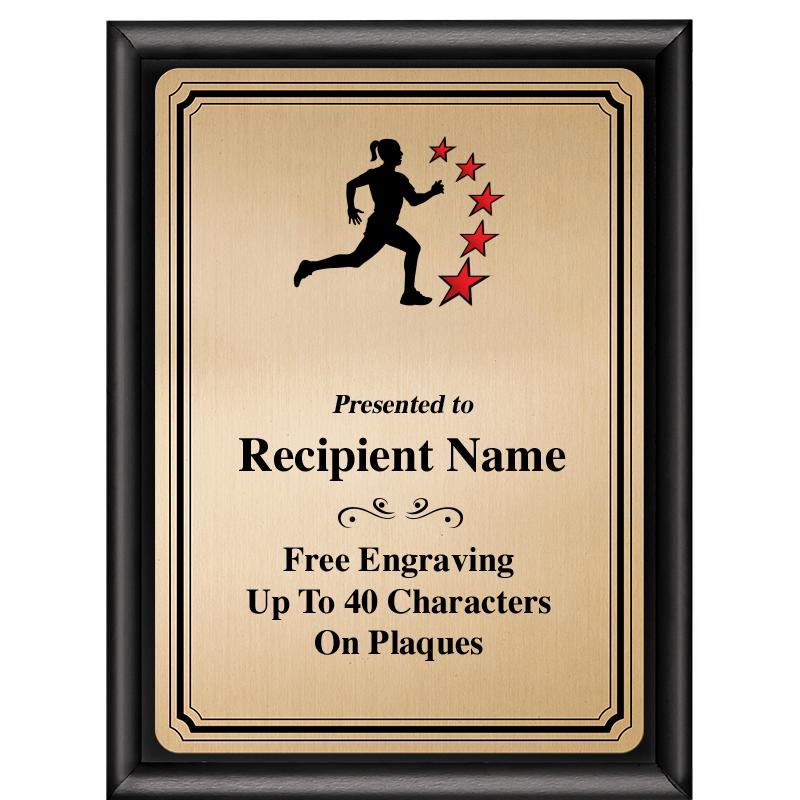 6X8 GOLD TRIO PLT BLK SHNY PLQ