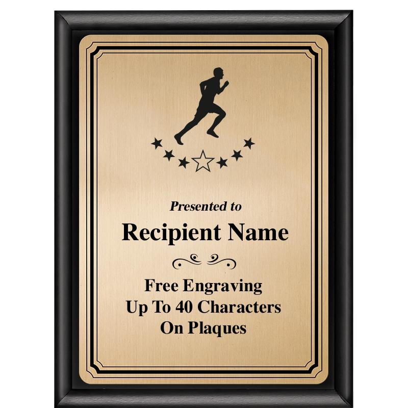 6X8 GOLD TRIO PLT BLK SHNY PLQ