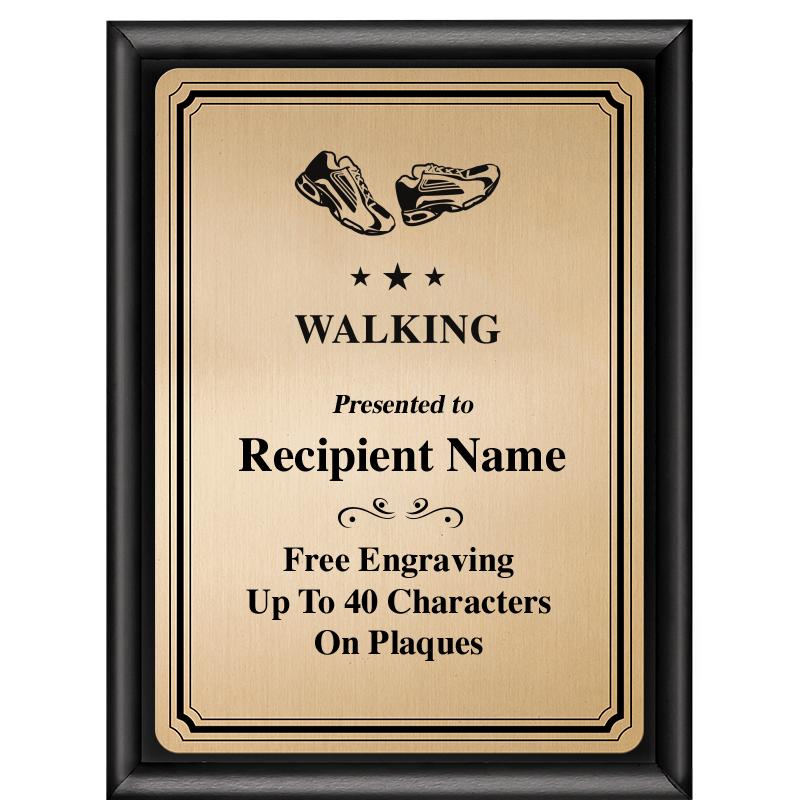 6X8 GOLD TRIO PLT BLK SHNY PLQ