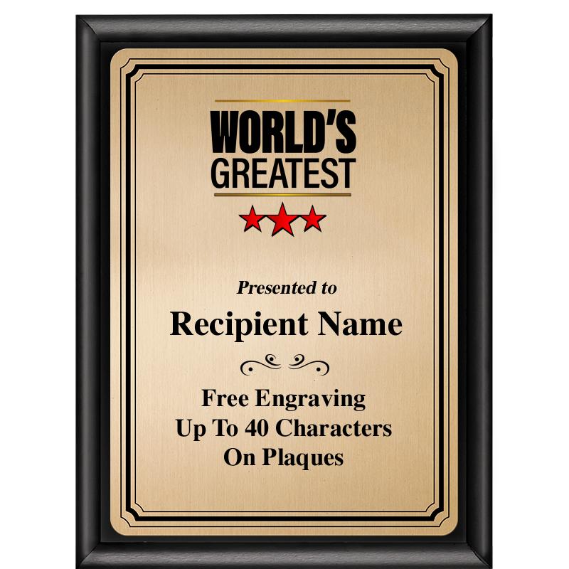 6X8 GOLD TRIO PLT BLK SHNY PLQ