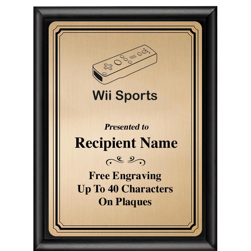 6X8 GOLD TRIO PLT BLK SHNY PLQ