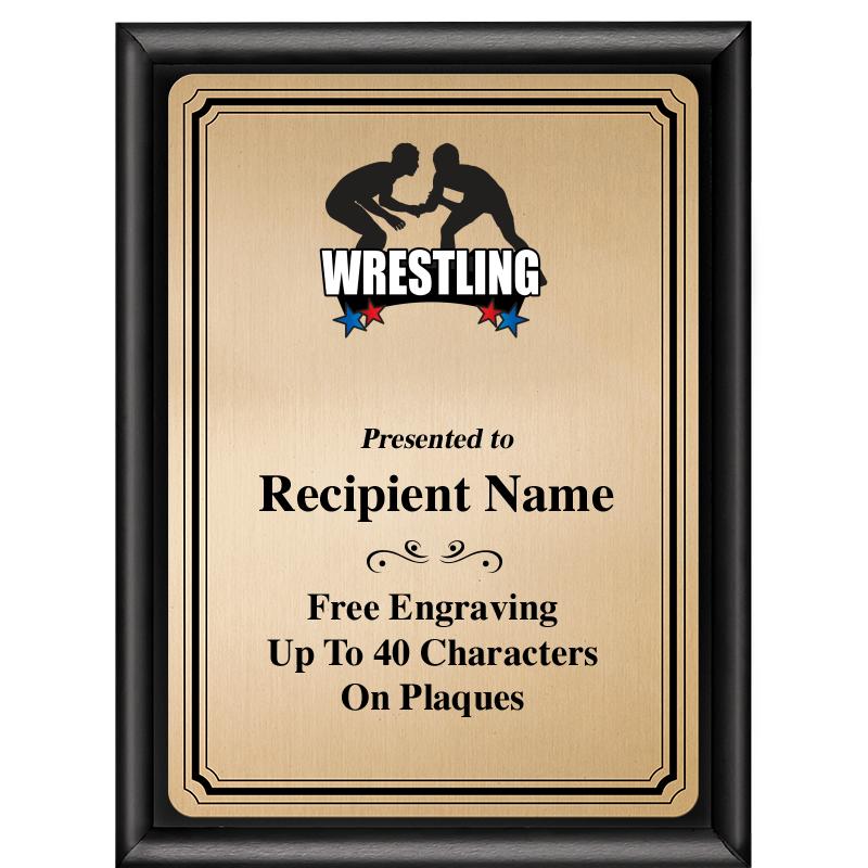 6X8 GOLD TRIO PLT BLK SHNY PLQ