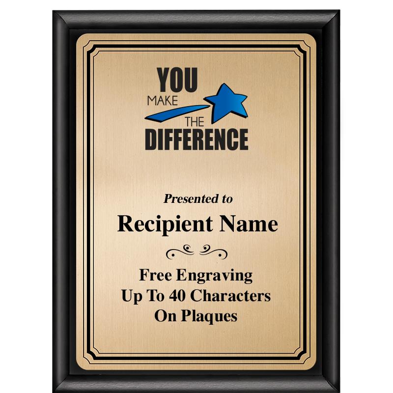 6X8 GOLD TRIO PLT BLK SHNY PLQ