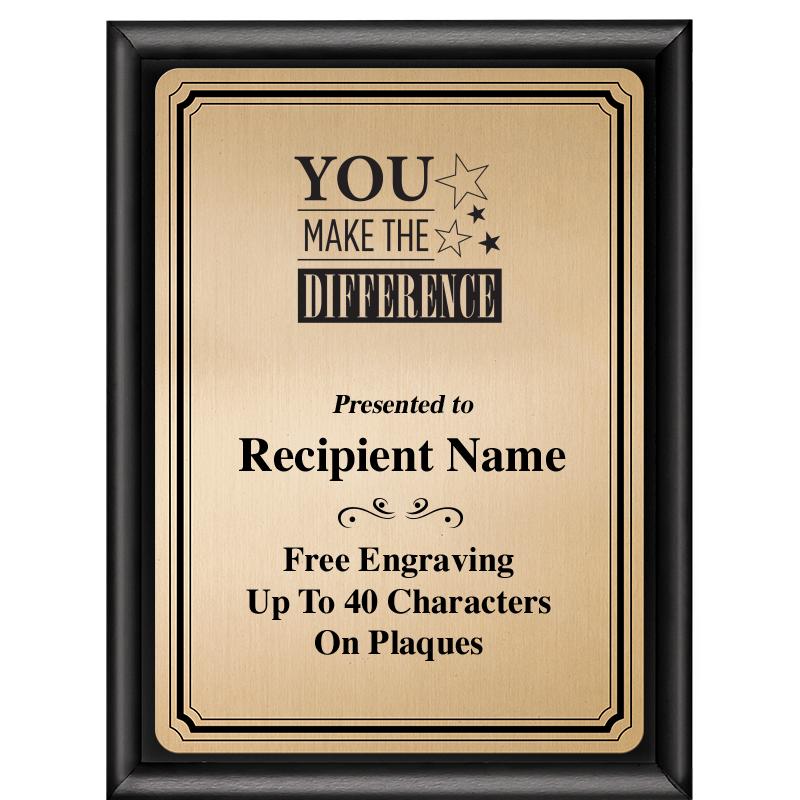 6X8 GOLD TRIO PLT BLK SHNY PLQ