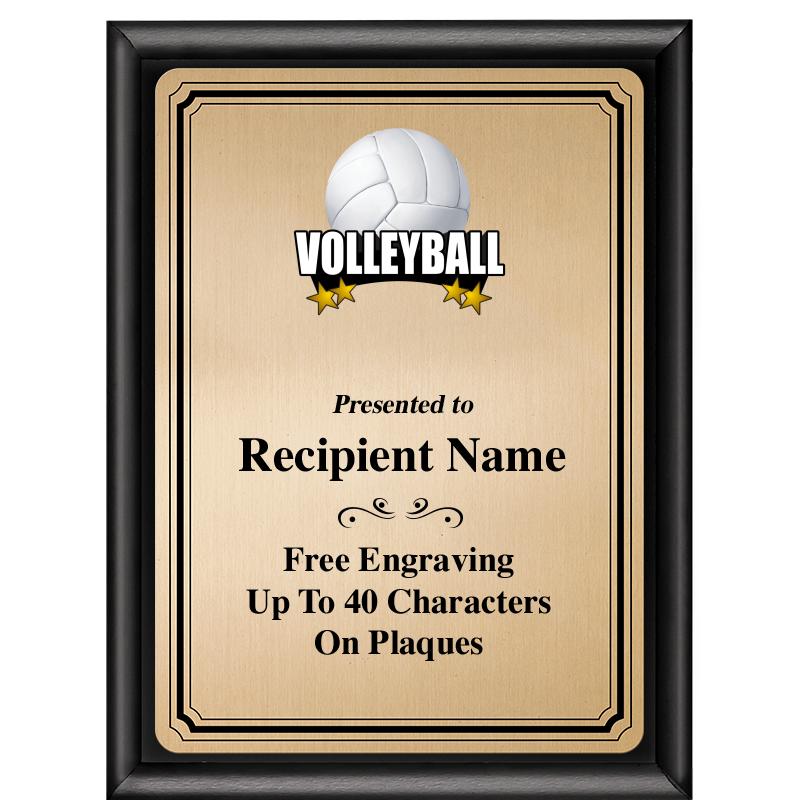 6X8 GOLD TRIO PLT BLK SHNY PLQ