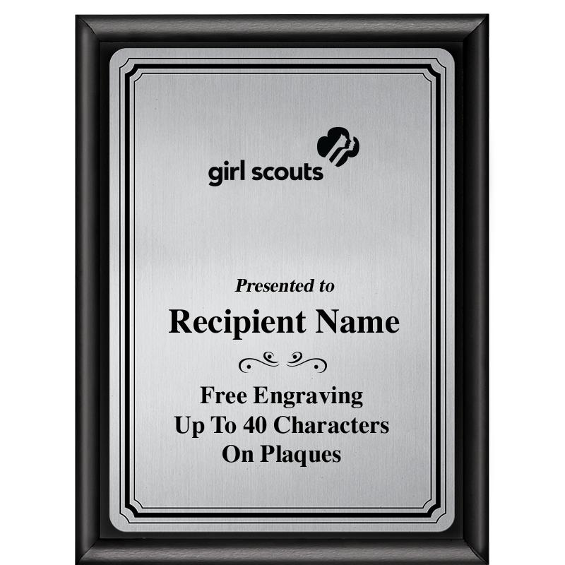 6X8 SLVR TRIO PLT BLK SHNY PLQ