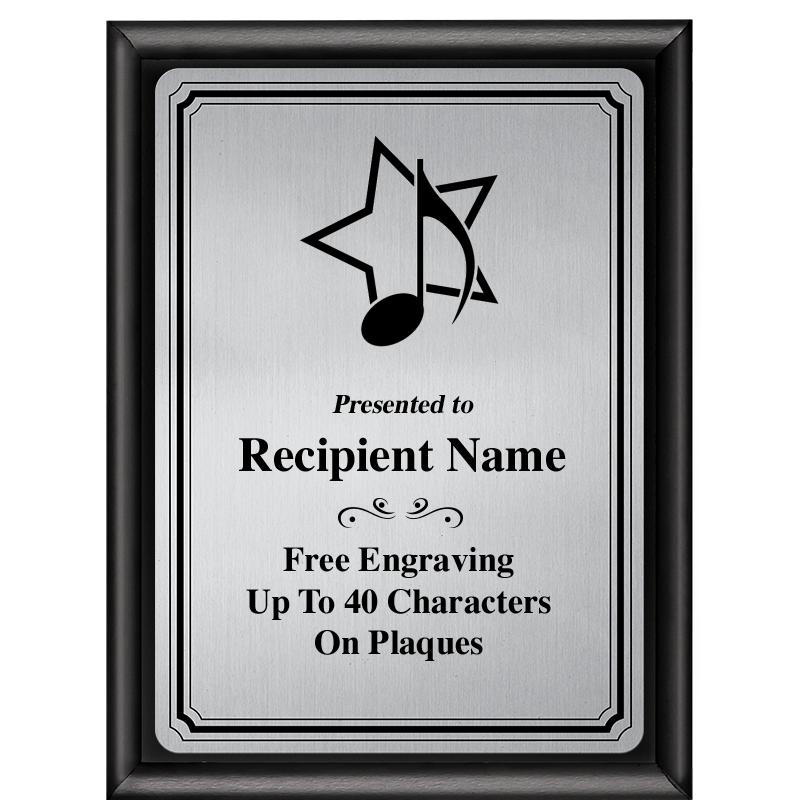 6X8 SLVR TRIO PLT BLK SHNY PLQ