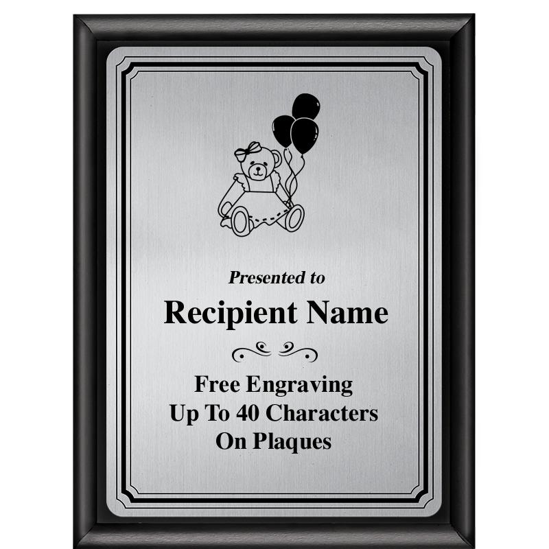 6X8 SLVR TRIO PLT BLK SHNY PLQ